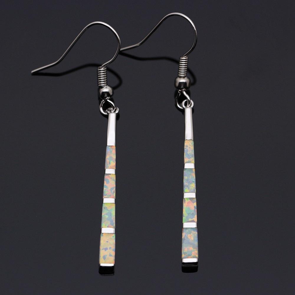 Classic Tassel Striped Blue Fire Opal Long Drop Earrings for Women Engagement Wedding Party Jewelry Gifts Drop Shipping