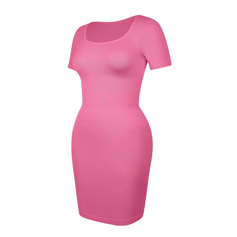 

Женское компрессионное белье с коротким рукавом, компрессионное, с эффектом пуш-ап, шикарное, с контролем живота, утягивающее, подтягивающее, Fajas XXL розовый