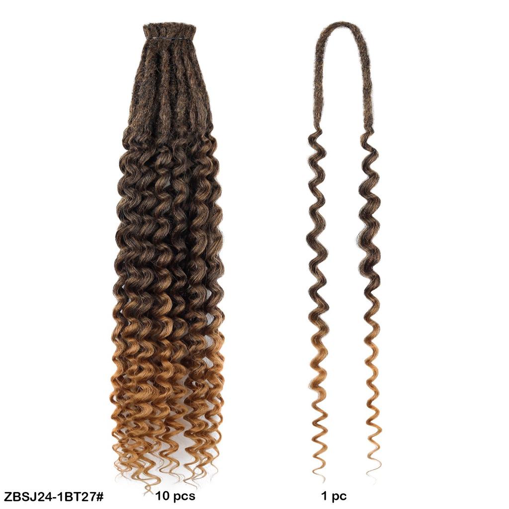 10pcs/lot Crochet Hair Afro Braiding Hair Extension 24Inch Crochet Box Braids Straight To Curly Ends Hair Synthetic Black Braids For Women