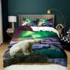 Aurora Borealis Duvet Cover King Queen Pale Weather Over The Hills with Waterfall Creek Nature Landscape Polyester Bedding Set