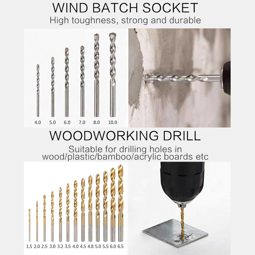 111-teiliges Werkzeugset Multifunktionale Holzbearbeitungswerkzeuge Spiralbohrer Schraubendreher-Set Holzbearbeitungsbohrer Flachbohrer Lochöffner-Set