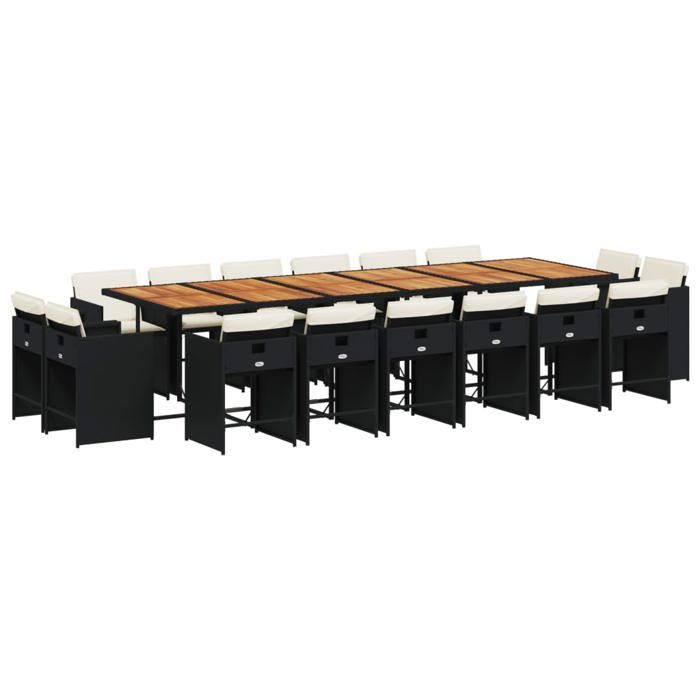 VidaXL 17 Pcs Garden Dining Set Black Cushions Wicker 3278018
