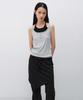 INSILENCE WOMEN Layered Henley Neck Sleeveless Melange Grey