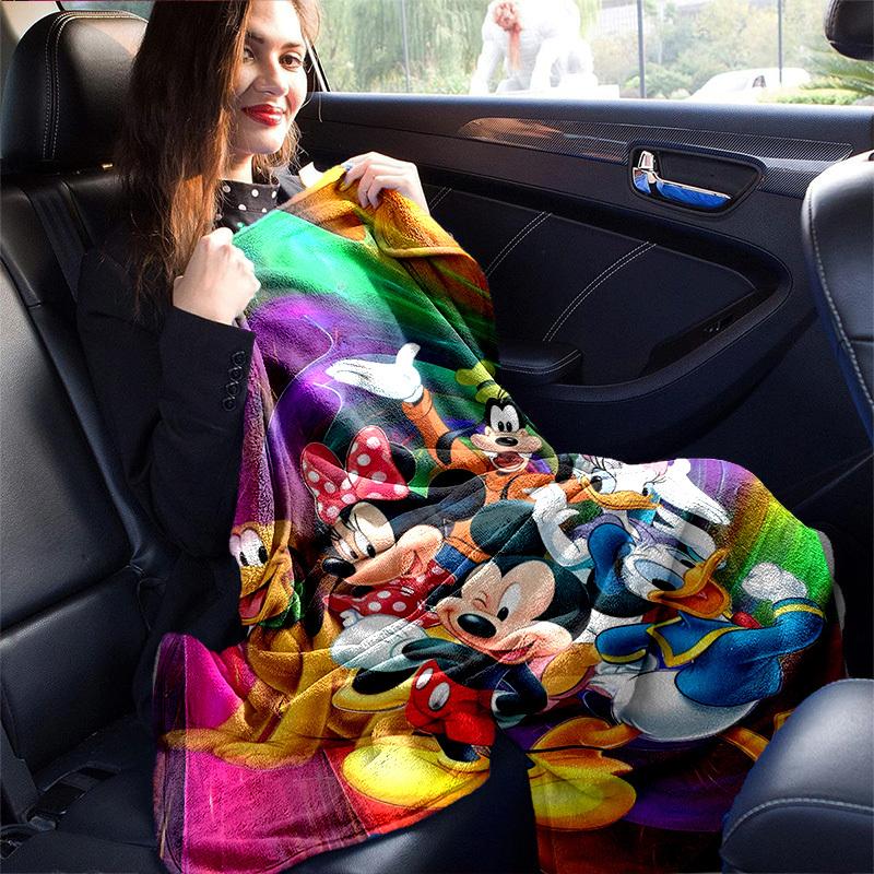1pc Colorful Cartoon Characters Blanket, Perfect for Home Decor, Gift Idea, Suitable for All Seasons, Vibrant Mickey Mouse, Minnie Mouse, Pl
