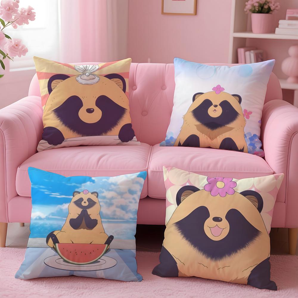 Animal T-Tanuki Cushion Cover Breathable Linen Pillowcase Summer Odorless Eco-Friendly Invisible Zipper Washable