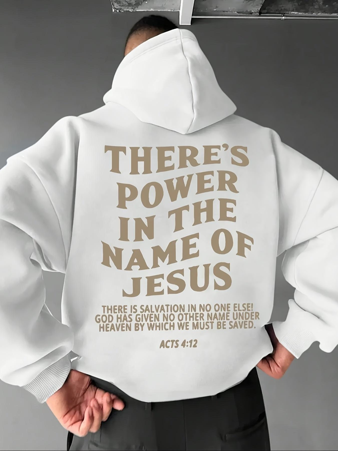 Christlicher Glaube Vintage Text Herren Hip Hop Sport Hoodie, Mehrlagig Kräftige Bibelworte Rückenmuster, Weiches Lockeres Tägliches Sweatshirt M weiß