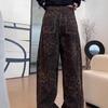 Plus Size Leopard Print High Waist Wide Leg Jeans for Women (Autumn/Winter 2025)