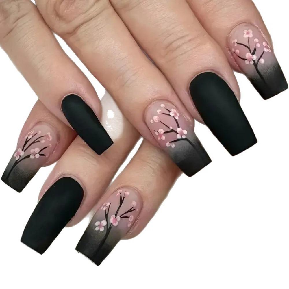 Nail Art 24 Pieces Matte Collection Spice Girl Gradual Change Matte Flowers Long Wear Armor