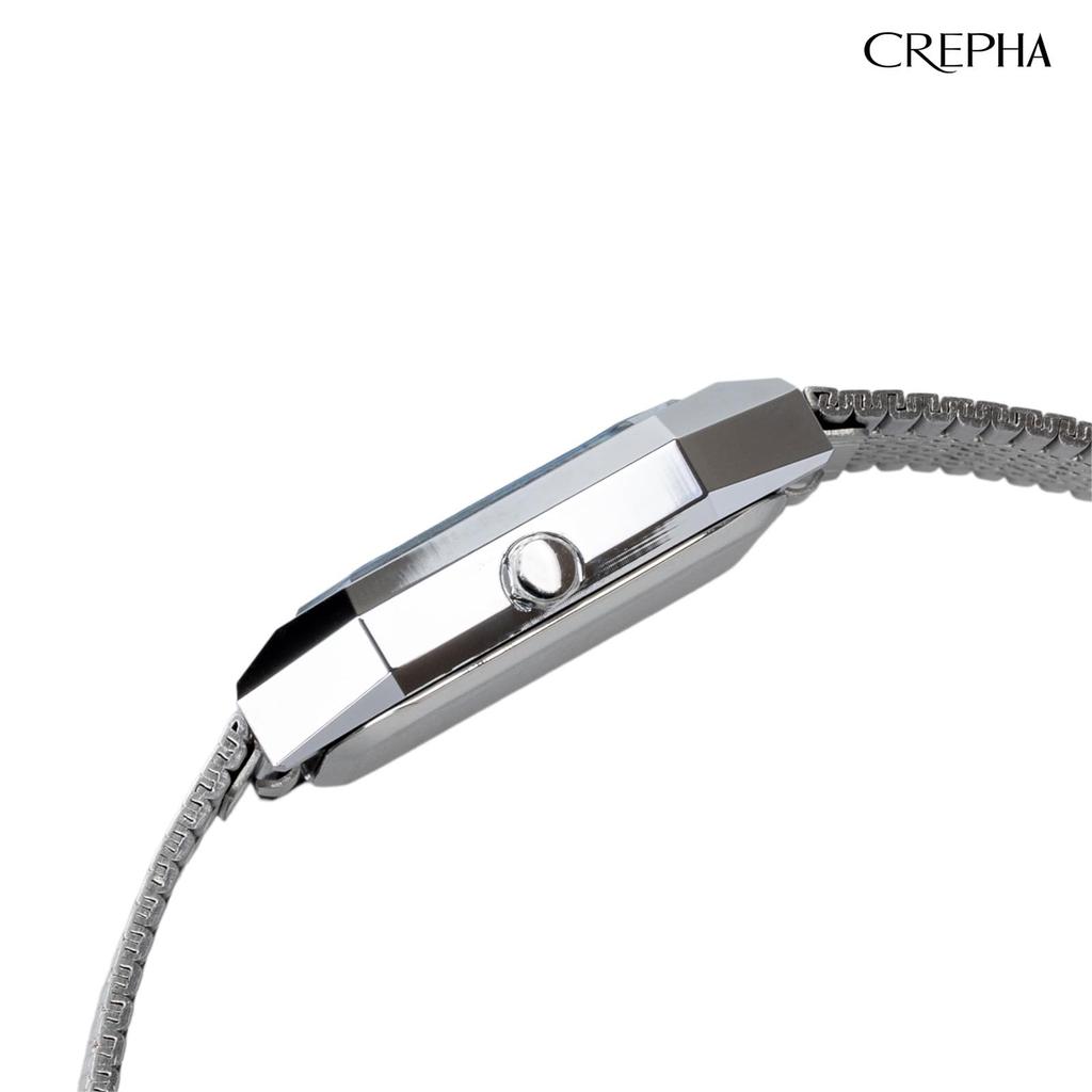 CREPHA AVANTINO Stylish Analog Watch with Metal Quartz Battery Silver Band, Movement, Operated, Waterproof, (AV-AM406-SVS)