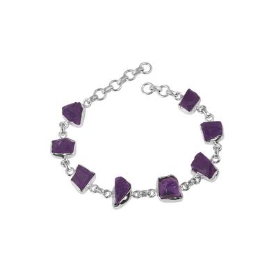 Pulseira de Prata Ametista Bruta, Pedra de Nascimento de Fevereiro Prata de Lei 925 Joia Feita à Mão, Pulseira Feminina