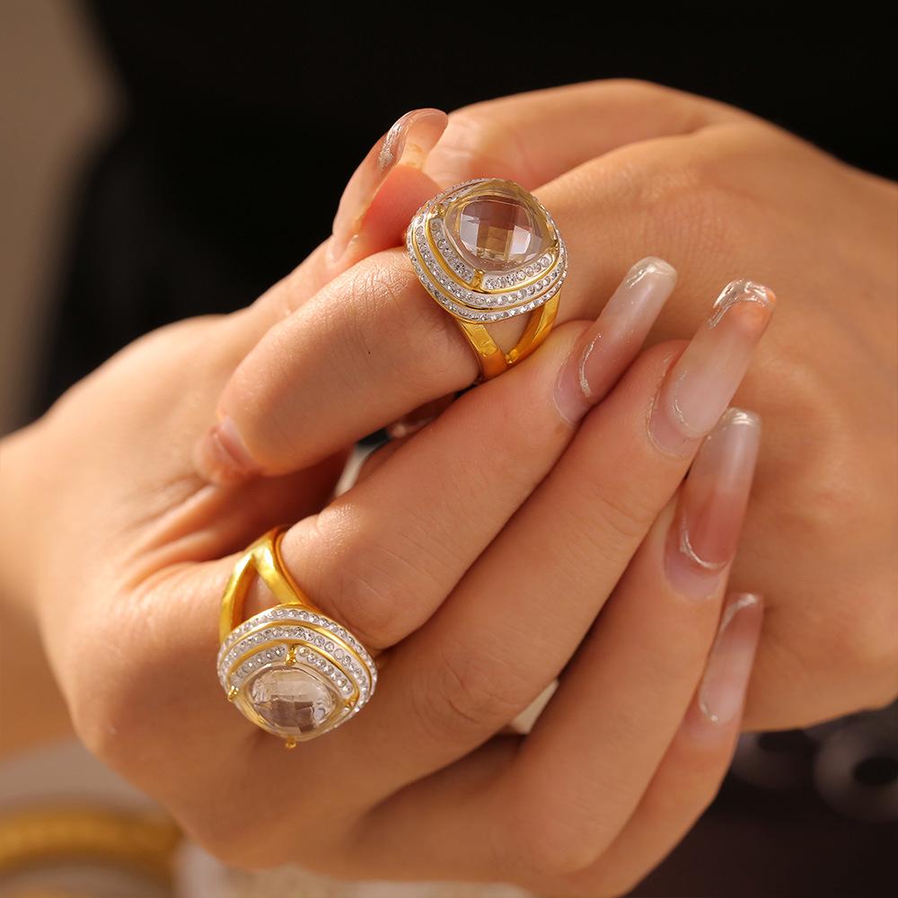 18k Gold-Plated Geometric Zircon Multi-layer Ring for Women