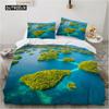 Ocean Bettbezug-Set King Size Polyester Tropischer Ozean-Stil Sandstrand und Meer mit Wellen Flucht ins Paradies Thema Bettwäsche-Set