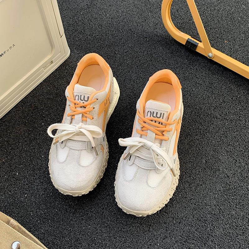 

Женская обувь 2025 весна и лето новая небольшая внутренняя высота увеличение толстая подошва универсальная повседневная спортивная обувь 40 бежевый