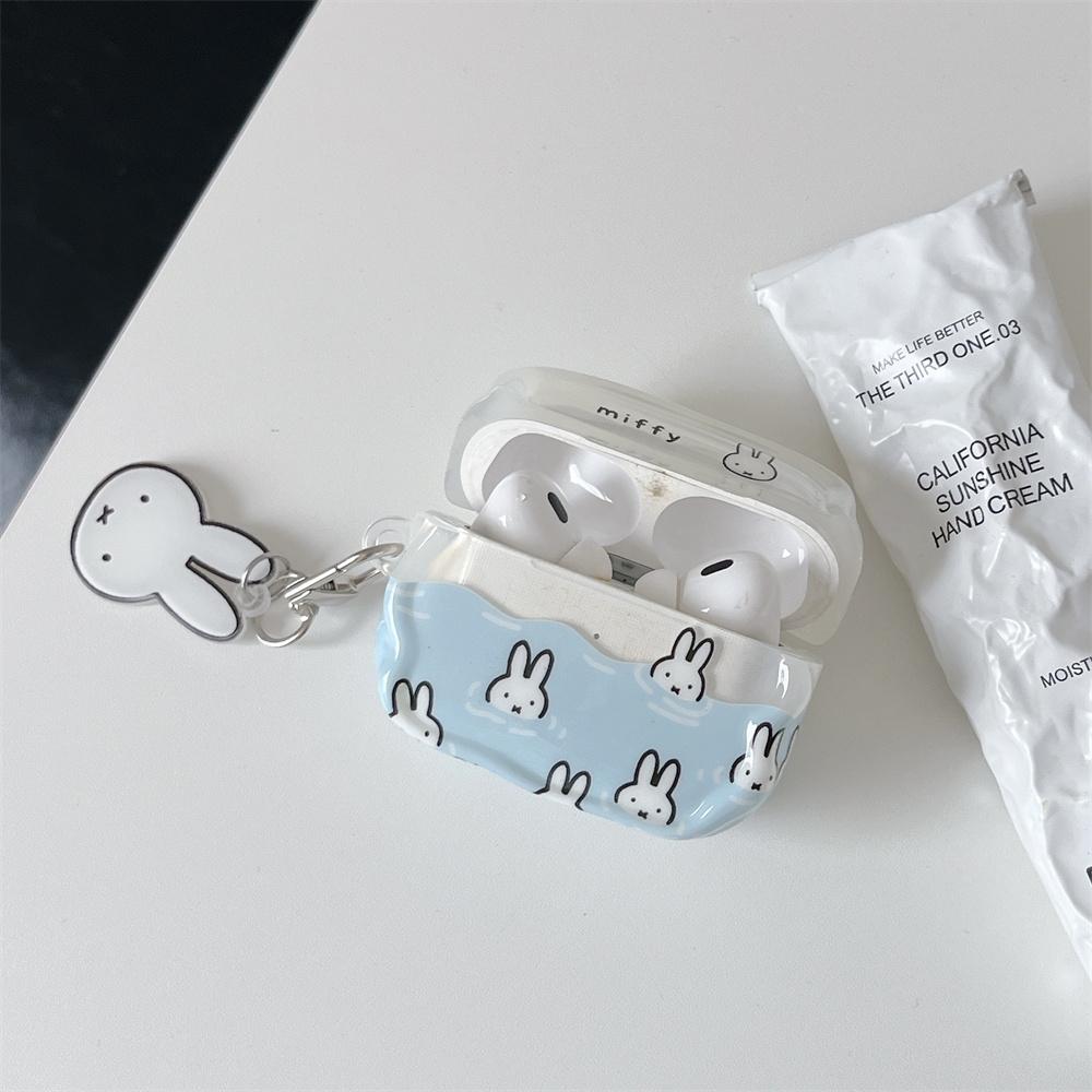 Waves Rabbit Silicone Earphone Case Cove for Apple Airpods 4 3 2 Pro 2 Pro 3 Funda With Charm Pro3 Headphone Cases