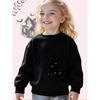 Kids Crewneck Sweatshirt, Cute Halloween Haunted House Flying Bats Graphic Print