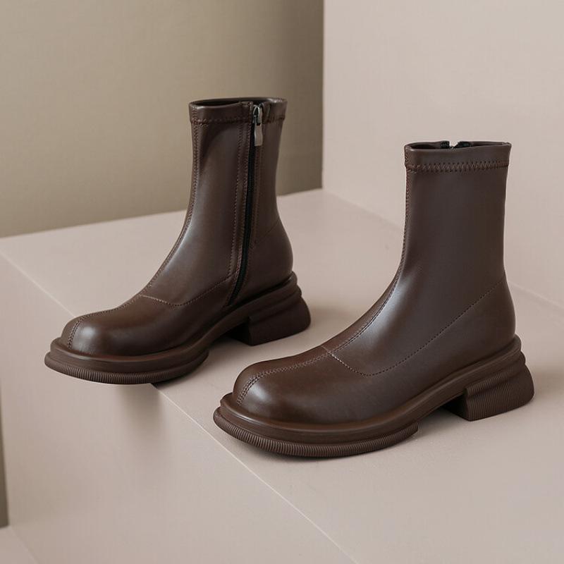 Autumn and winter women's Martin boots thick-soled non-slip large-size women's boots side zipper low heel comfortable Korean version of the new medium