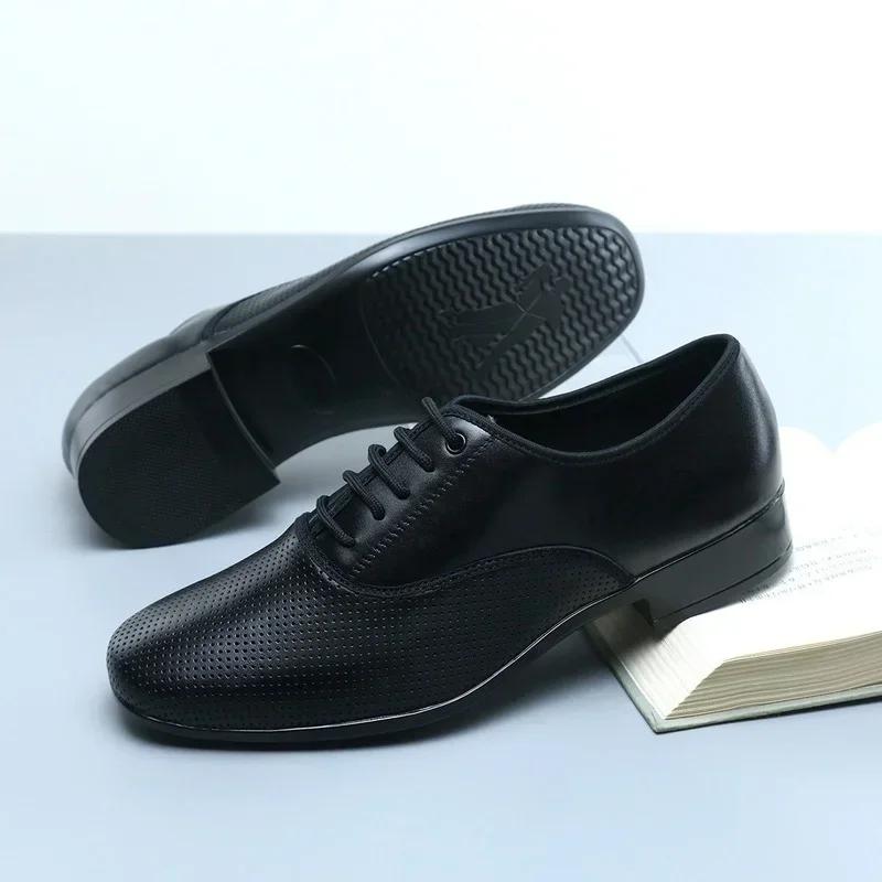 Men Genuine Leather Modern Dance Shoes Men's Latin Tango Ballroom Shoes Soft Sole Man Dancing Shoes Breathable Sneakers