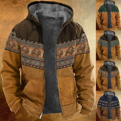 Men's Casual Camouflage Sports Sweatshirt Long Sleeve Zipper Hooded Jacket Coat