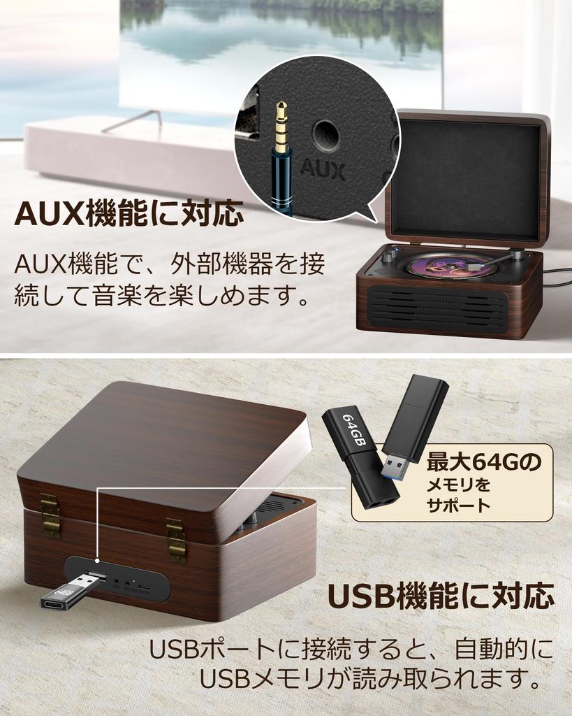 Portable CD Player with Desktop Retro Bluetooth Long Playtime USB Flash Drive Retro Record Player Remote Language Music Kids Japanese Instruction