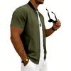 Men’s Short Sleeve Zip Front Jacket Casual Lightweight Summer Outerwear with Ribbed Collar and Pockets