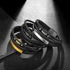 Stainless Steel Multi-Layer Braided Leather Bracelet Men With Magnetic Clasp Fashion Geometric Design