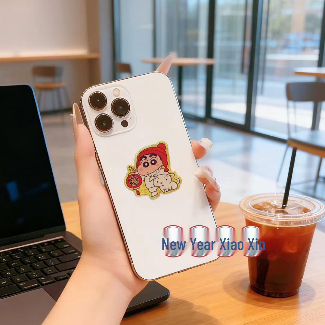 999 Fine Gold Crayon Shin-chan Lucky Cartoon Gold Foil Phone Sticker (2mg Fine Gold)