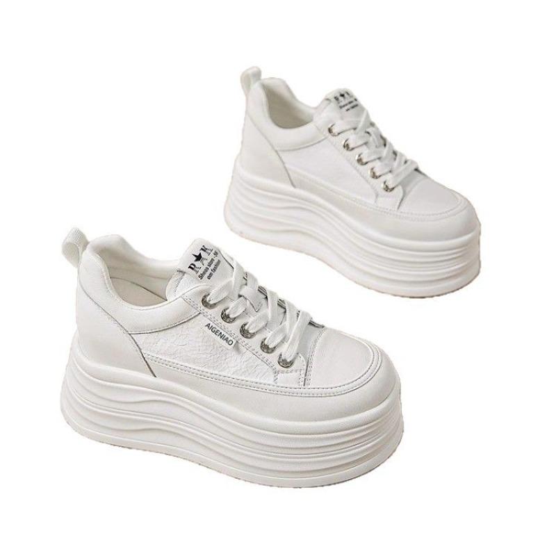 Platform white shoes women's spring new small inner height increase casual cm board shoes lightweight women's shoes