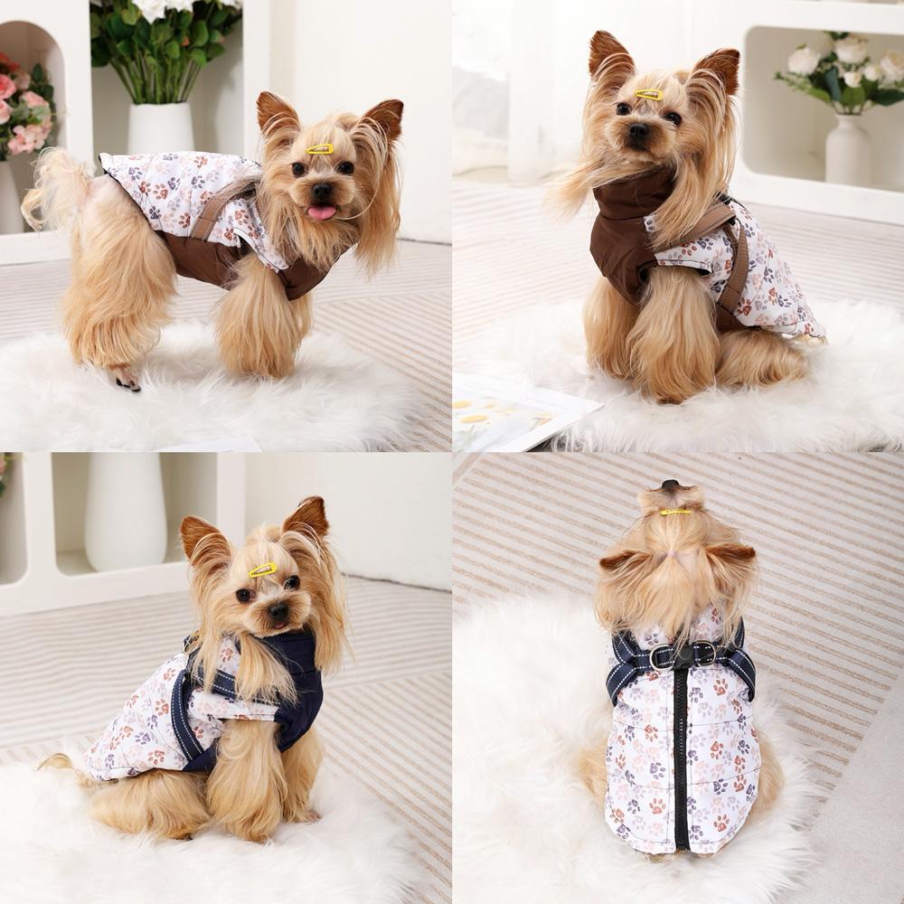 Pet Dog Clothes with Harness For Small Medium Dogs Cats Autumn Winter Warm Jacket Windproof Puppy Coat French Bulldog Overalls