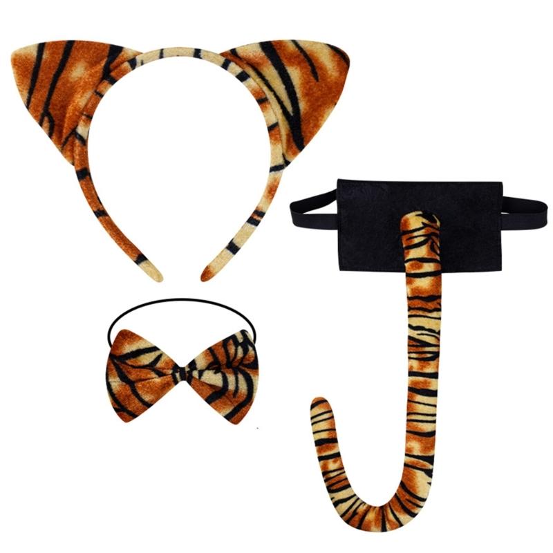Kid Animal Costume Set Include Animal Ear Headband Tail Nose Bowtie Skirt Halloween Animal Leopard Animal Outfit