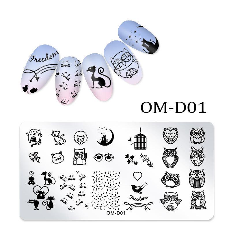 Nail Art Transfer Steel Plate, Rectangular Printing Oil Transfer Printing Steel Plate Blue Film Painted Board Omd Series