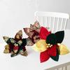 3pcs Christmas Decorative Felt Fabric Flower 30*20cm Vibrant Christmas Tree Decor Artificial Poinsettia Flowers Holiday Decor