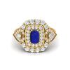 6X4MM Cushion Lapis Gemstone 925 Sterling Silver Gold Plated Solitaire Halo Women Engagement Ring