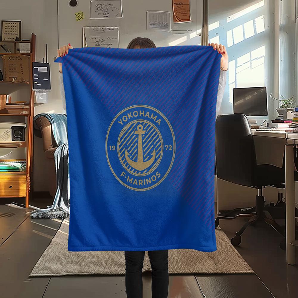 Yokohama F. Marinos Print Flannel Blanket, High quality Comfortable for All Seasons, Home Decor, Warmth and Comfort