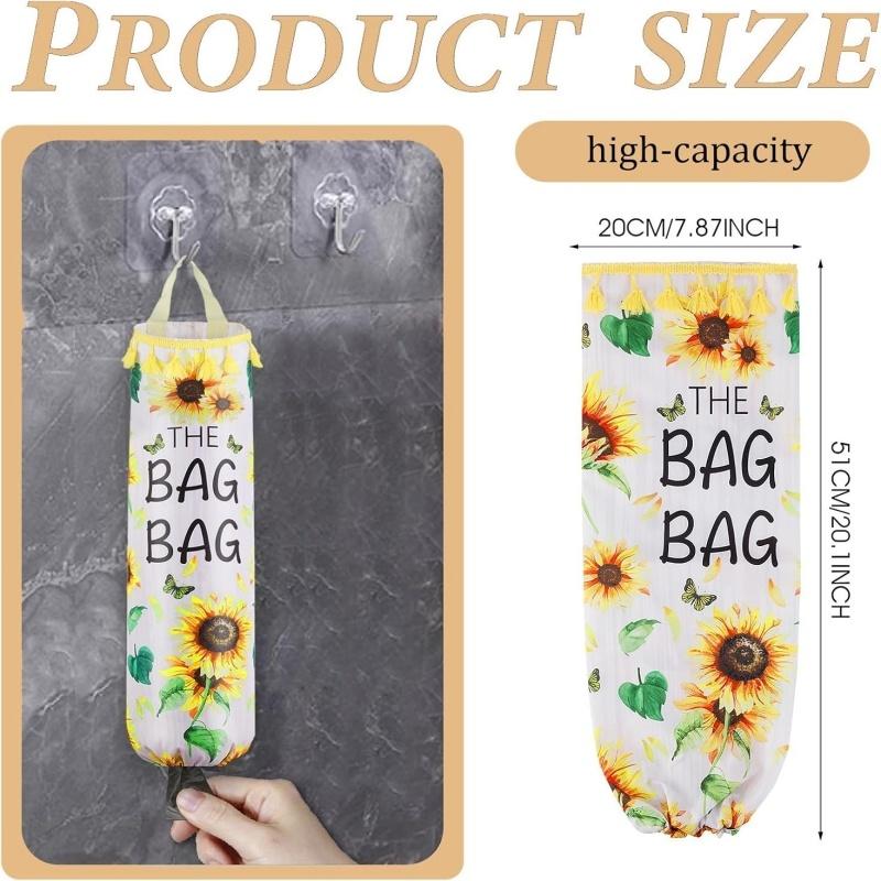 Подставка для пластиковых пакетов в виде подсолнуха для кухни, держатель для пластиковых пакетов с клейкими крючками, органайзер и диспенсер для пластиковых пакетов, настенный диспенсер для пластиковых пакетов. 1pc