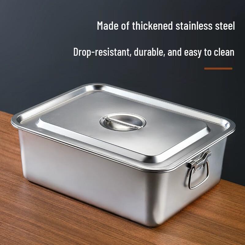Versatile 304 Stainless Steel Rectangular Food Pan with Lid