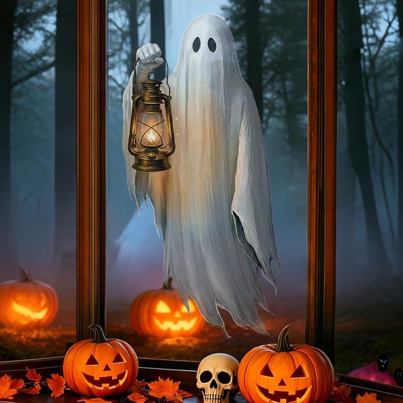 Halloween White Ghost Wall Sticker Living Room Holiday Party Decoration Horror Bat Ghost Self-adhesive Pvc Sticker