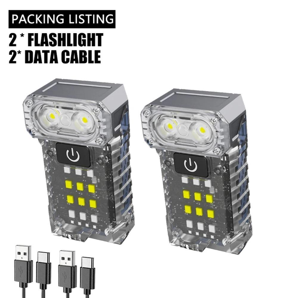 

3 шт. Светодиодный вращающийся мини-фонарик-брелок, USB-зарядка, свет-клипса для шляпы, 6000 лм, карманный аварийный фонарь для кемпинга, рыбалки, прогулок 2pcs