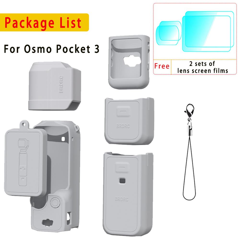 Silicone Cover for Dji Pocket 3 Protective Case Anti-Scratch Handle Soft Sleeve Skin Lens Cap, For Dji Osmo Pocket 3 Accessories