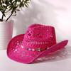 2026 Melesh Western-style Ginger Cowboy Hat with a Flexible Brim The Bohemian Style Is Perfect for Sun Protection On the Beach.