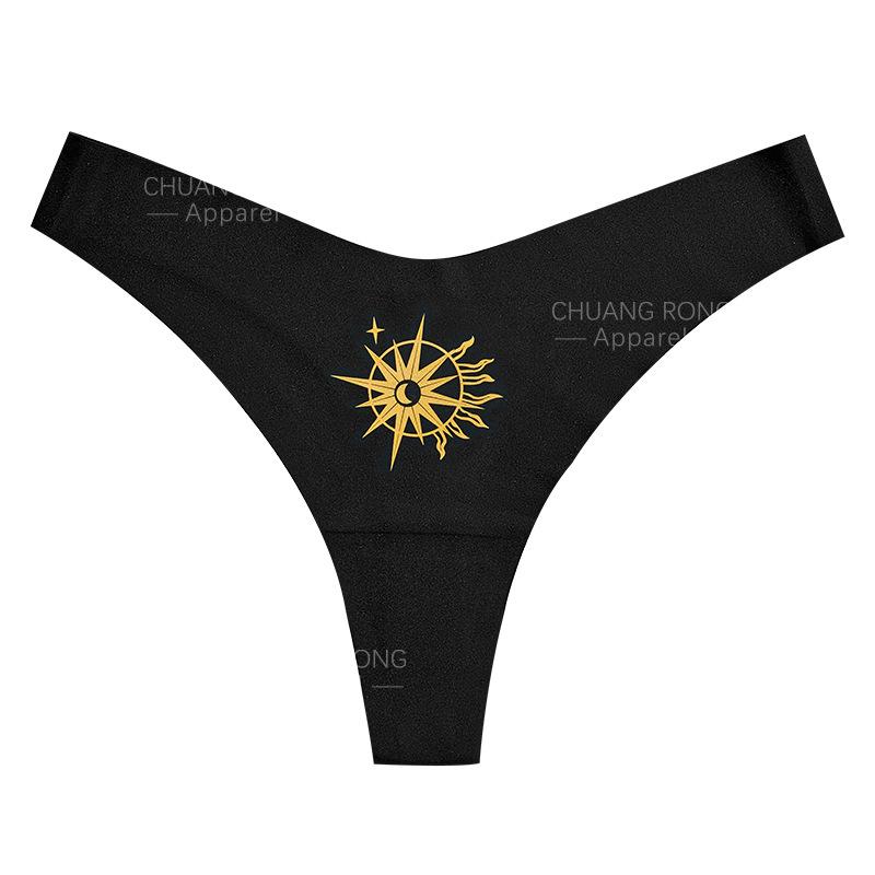 Foreign trade explosive thong fun eye printing ice silk seamless low waist large size fitness underwear does not clip the buttocks