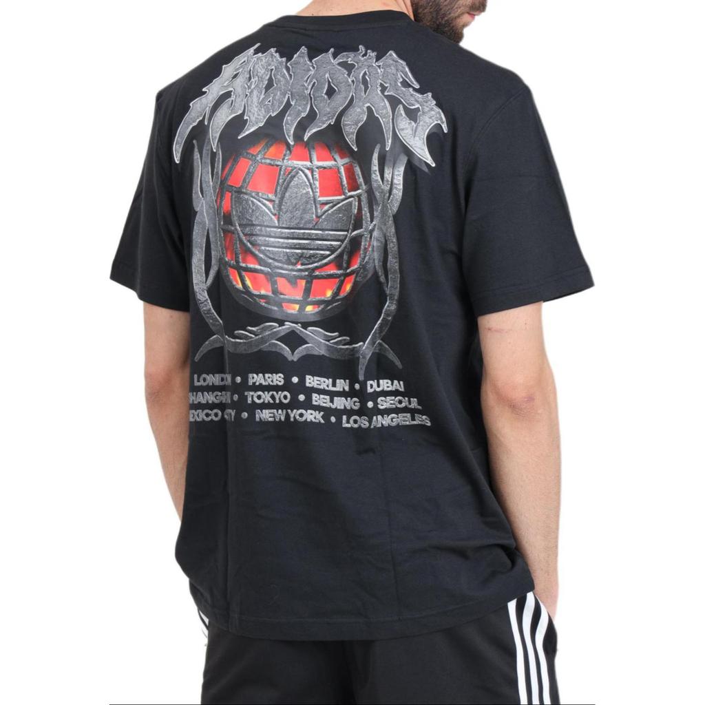 adidas Flames Concert Loose Round Neck Printed Short Sleeve T-Shirt Men Tops Black IS0204