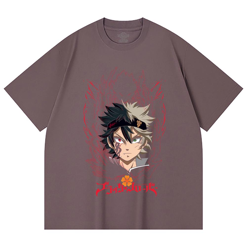 230 Gsm 100% Cotton Black Clover V4 Asta Print Unisex Heavy Cotton T Shirt