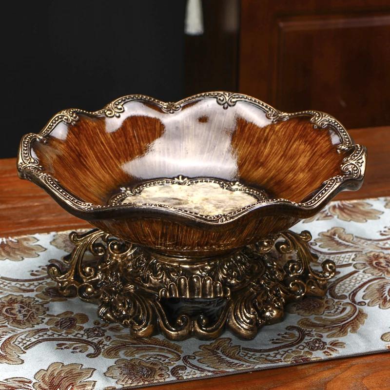 Klassieke Gesneden Fruitschaal Elegante Woonkamer Decoratie Creatief Thee Tafel Ornament Retro Gedroogd Fruit Schaal Bord Decoratieve Dienblad