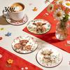 Scratch Resistant Desktop Pads Highland Cow Cork Coasters, Cute Floral Farmhouse Drink Mats with Decorative Home Kitchen Accessories Non-Slip