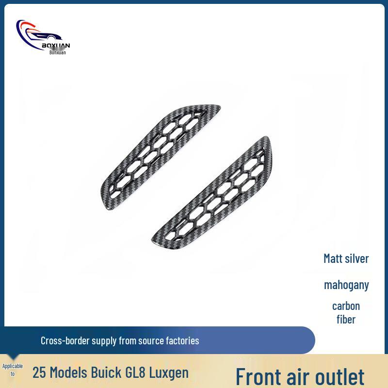 Buick GL8 Luxgen 25 Left/Right Air Vent Decorative Frame - Front Air Conditioner Vent Mod Accessories Front Side Air Vent - Matte Silver