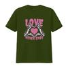 Love Never Ends Gothic Valentines Day Mens Cotton T Shirt with Skeleton Hands Heart Print vintage Washed graphic Comfortable