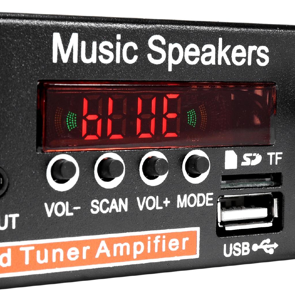 AC 220V 90W 2CH HIFI Audio Stereoforsterker LCD-skjerm bluetooth FM-radio Bil hjemmefjernkontroll Hjemmekinoforsterkere DC12V