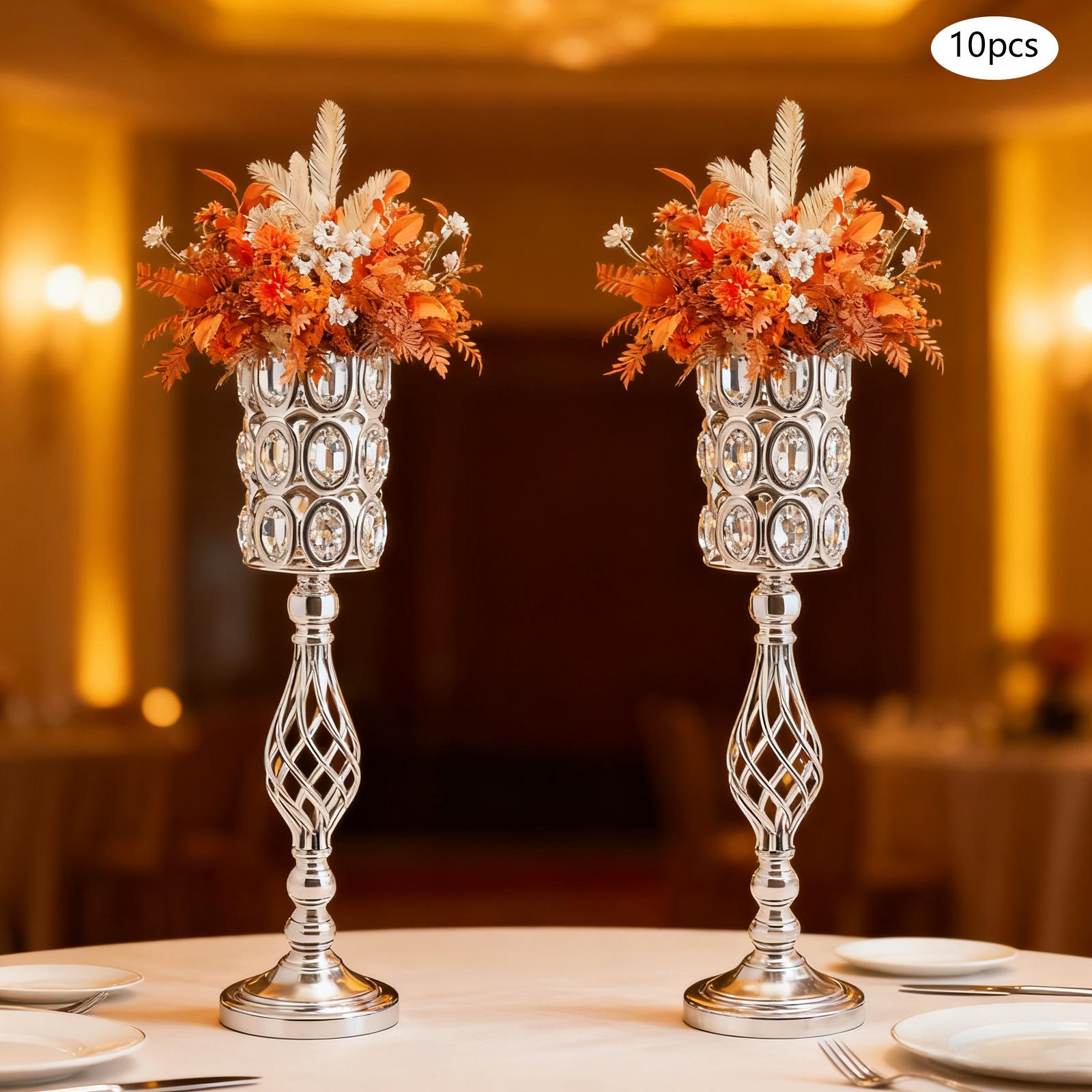 

10pcs Elegant Tall Centerpiece Vases, 24-In Silver Cylinder Table Vases for Wedding Decor, Floral Arrangements(61cm/24in Height) серебряный