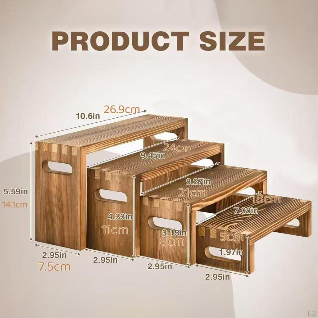 4 Pezzi Supporti Espositori a Gradini in Legno Scaffale per Gioielli Organizer per Dolci Porta Spezie per Feste Vendita al Dettaglio