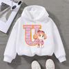 PAW Patrol Child White Long- Sleeve Hoodie Girls Skye Polyester Tops Cartoon 26 Letter Printed Pullover Children Birthday Gifts